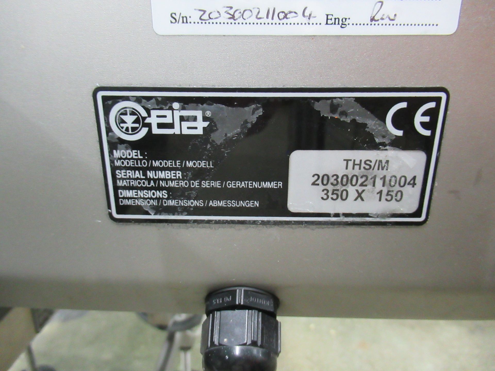 Ceia THS/M through feed metal detector. Serial no: 20300211004, 350 x 150mm aperture, mounted on 1. - Image 6 of 8