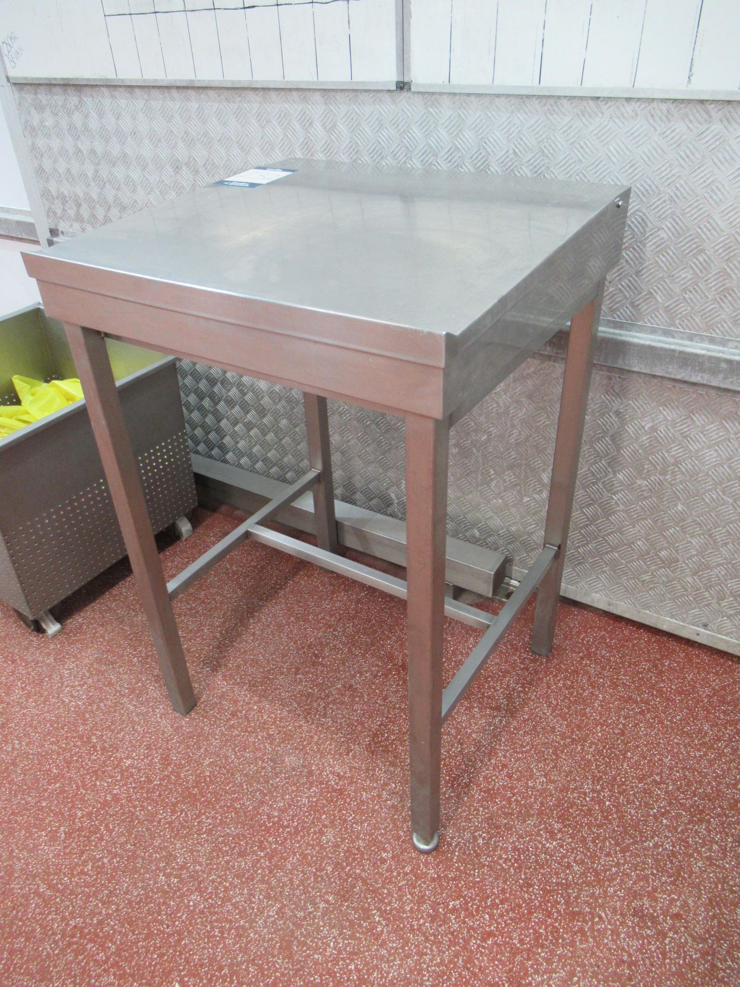 Stainless steel desk with lift up 700 x 640mm top and 1000mm height to top