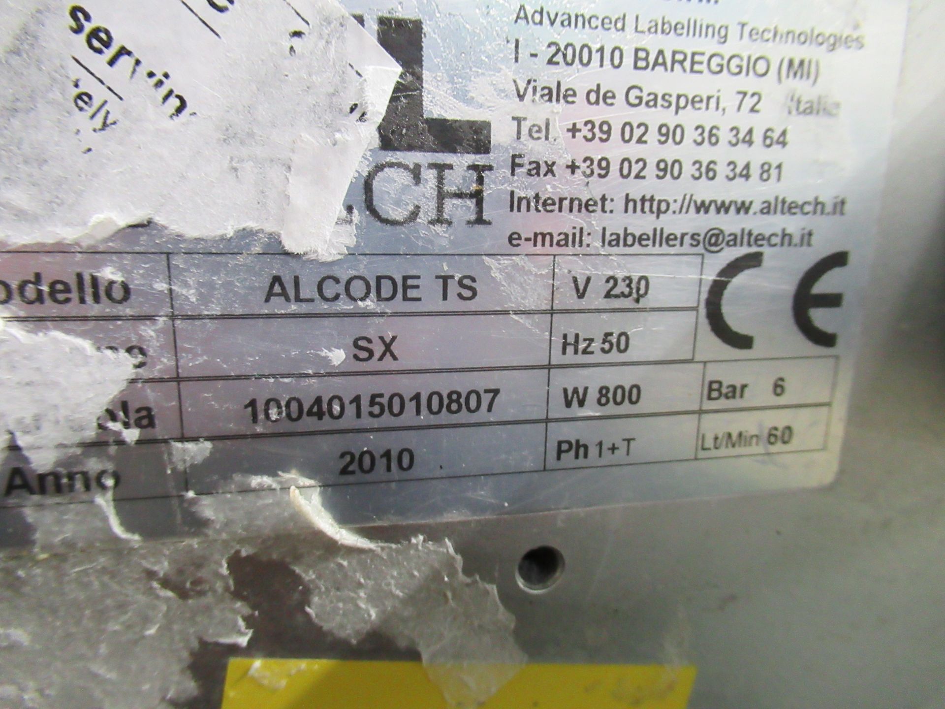 Altech Alcode TS SX label applicator. Serial no: 1004015010807 (2010) with Sato S8412RD label - Image 8 of 11