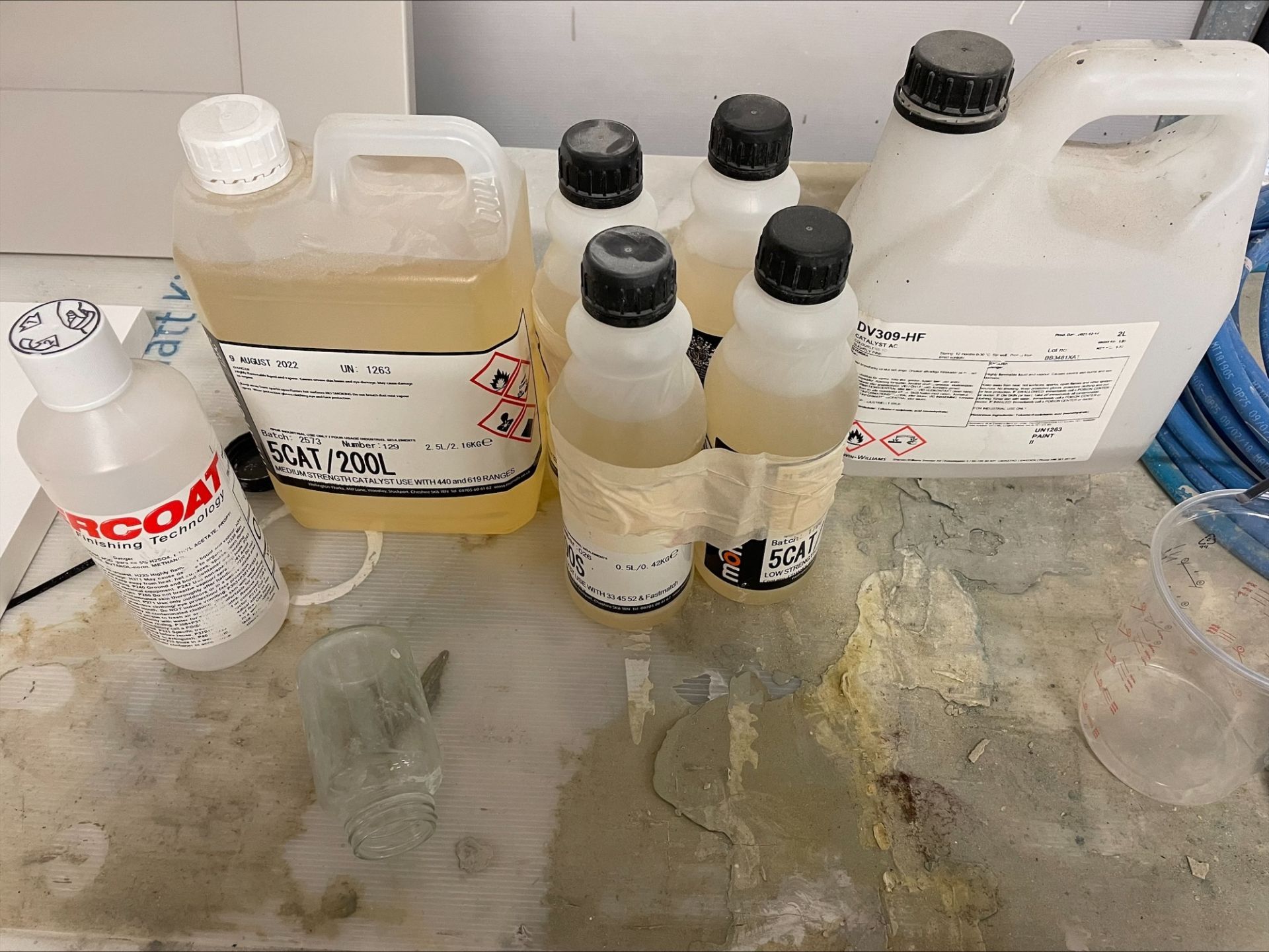 Contents of paint area to include different strength catalysts, thinners, primers and various colour - Image 3 of 15