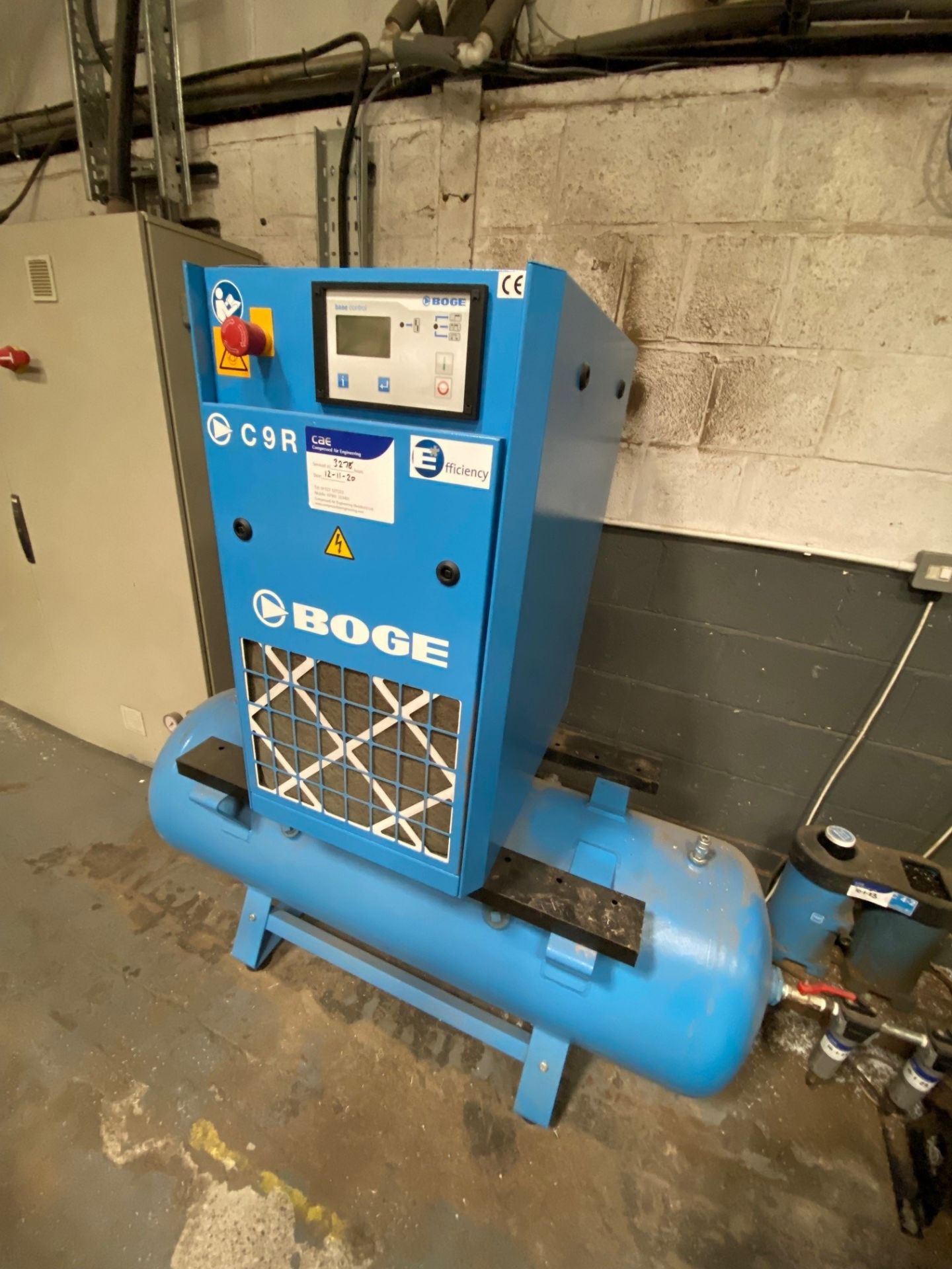 Boge C9R Receiver mounted rotary screw compressor with Nano NDL-070 ES Compressor air dryer,