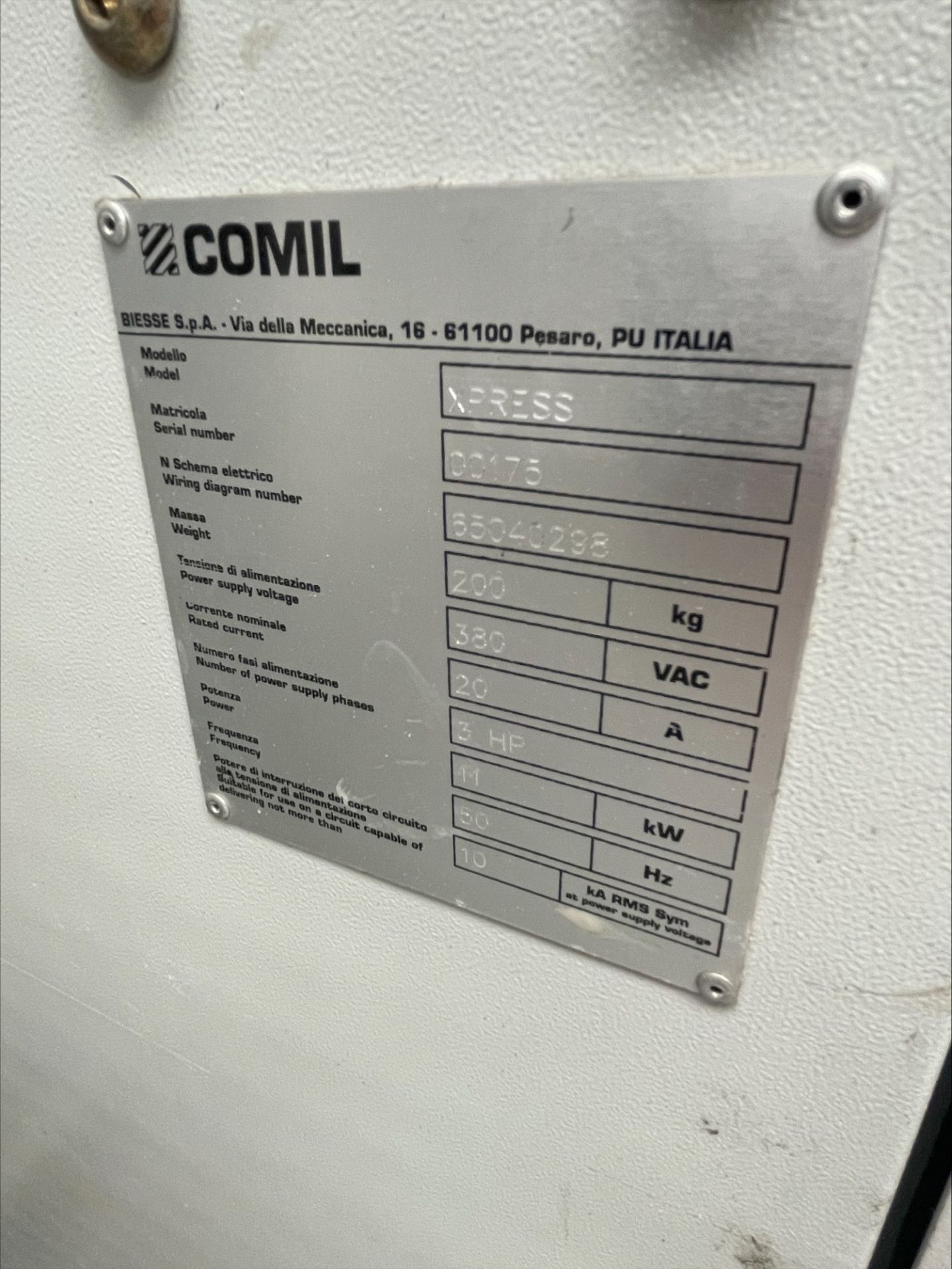 Comil Xpress Through feed carcass press, Serial No. 00175 (2005), air pressure: 6.5 - 7.5 bar, - Image 5 of 8