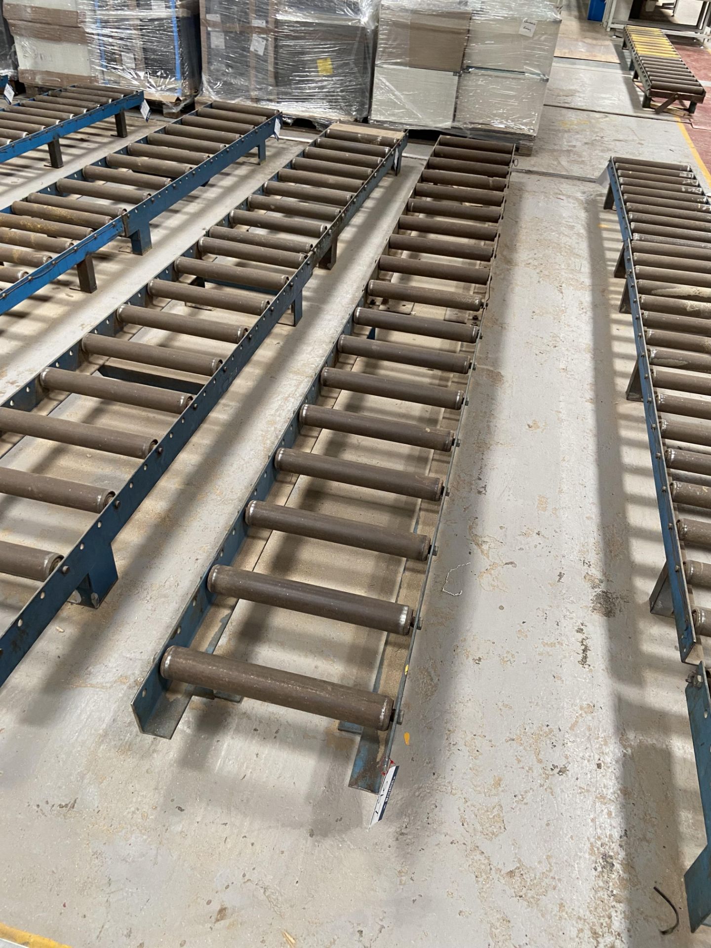 2 Section gravity roller conveyoring, total width 490mm, total length 4400mm, height 240mm with