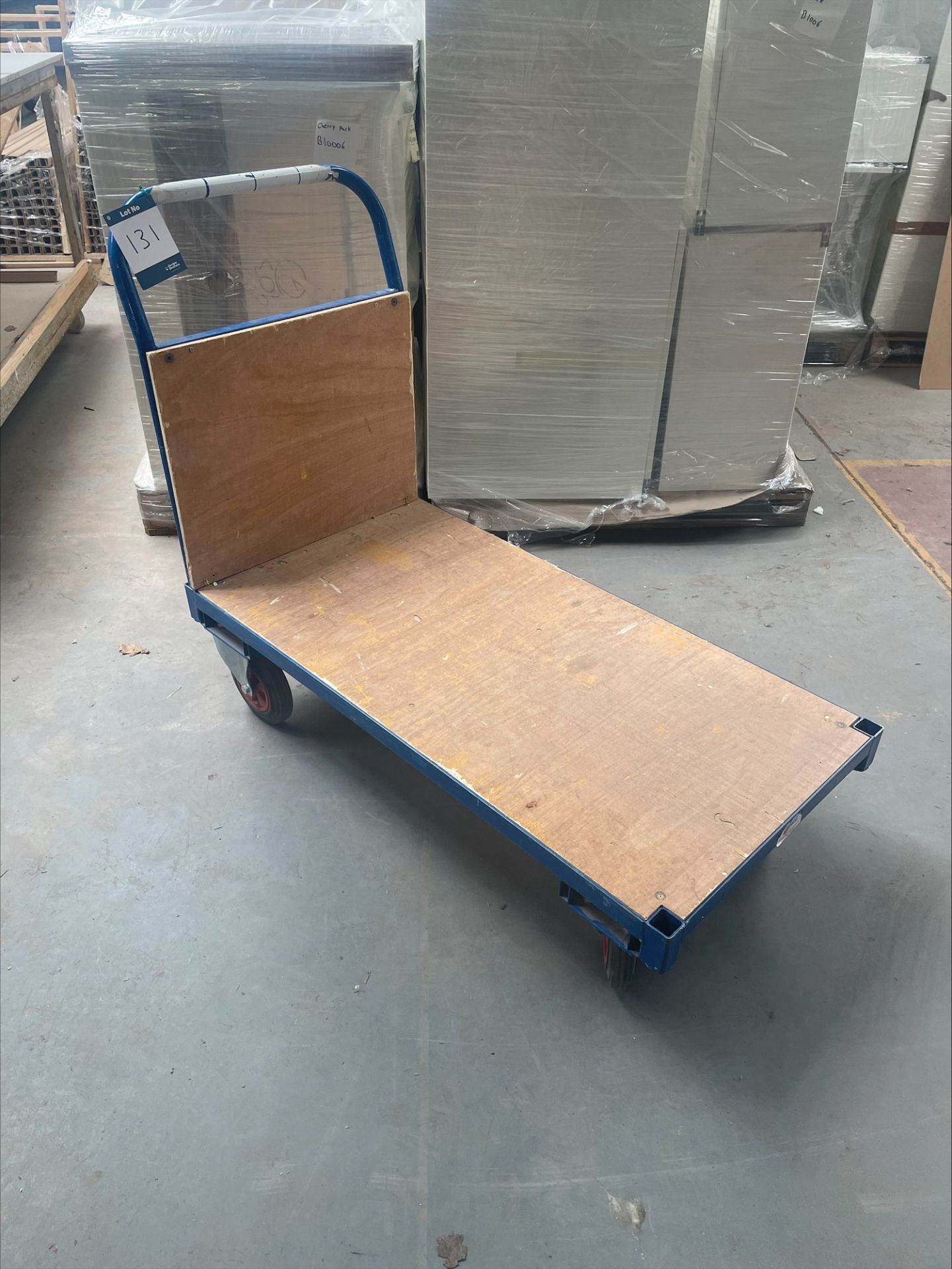 4 Wheeled stock trolley, approx. 1230mm x 620mm x 1060mm (Including handrail)