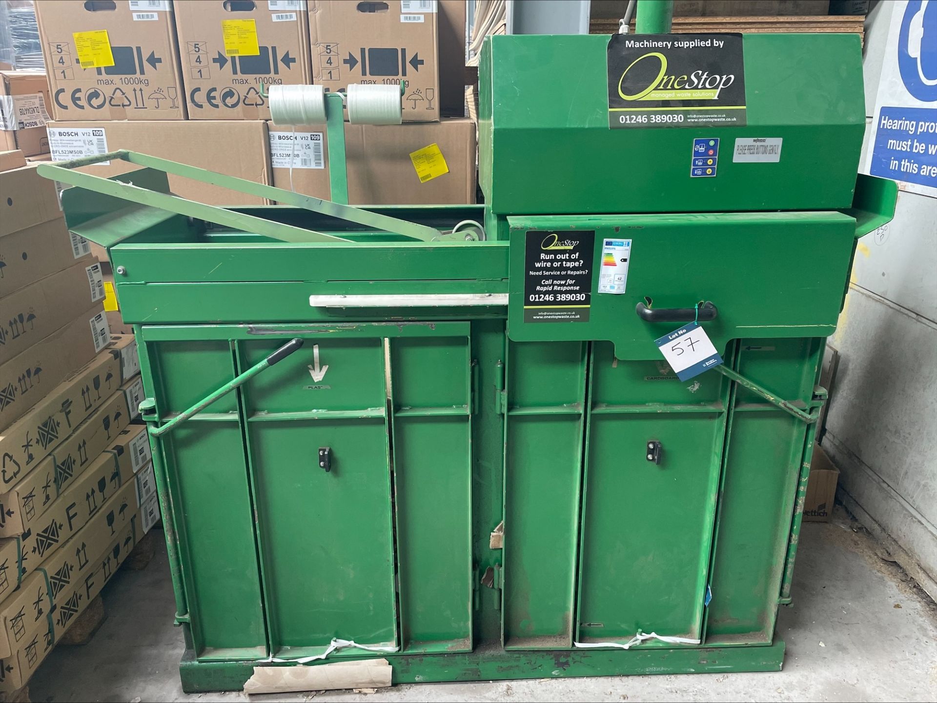 CK International CK 25D twin chamber cardboard baler, Serial No. CK 335-468, 1.1kW, Single phase (