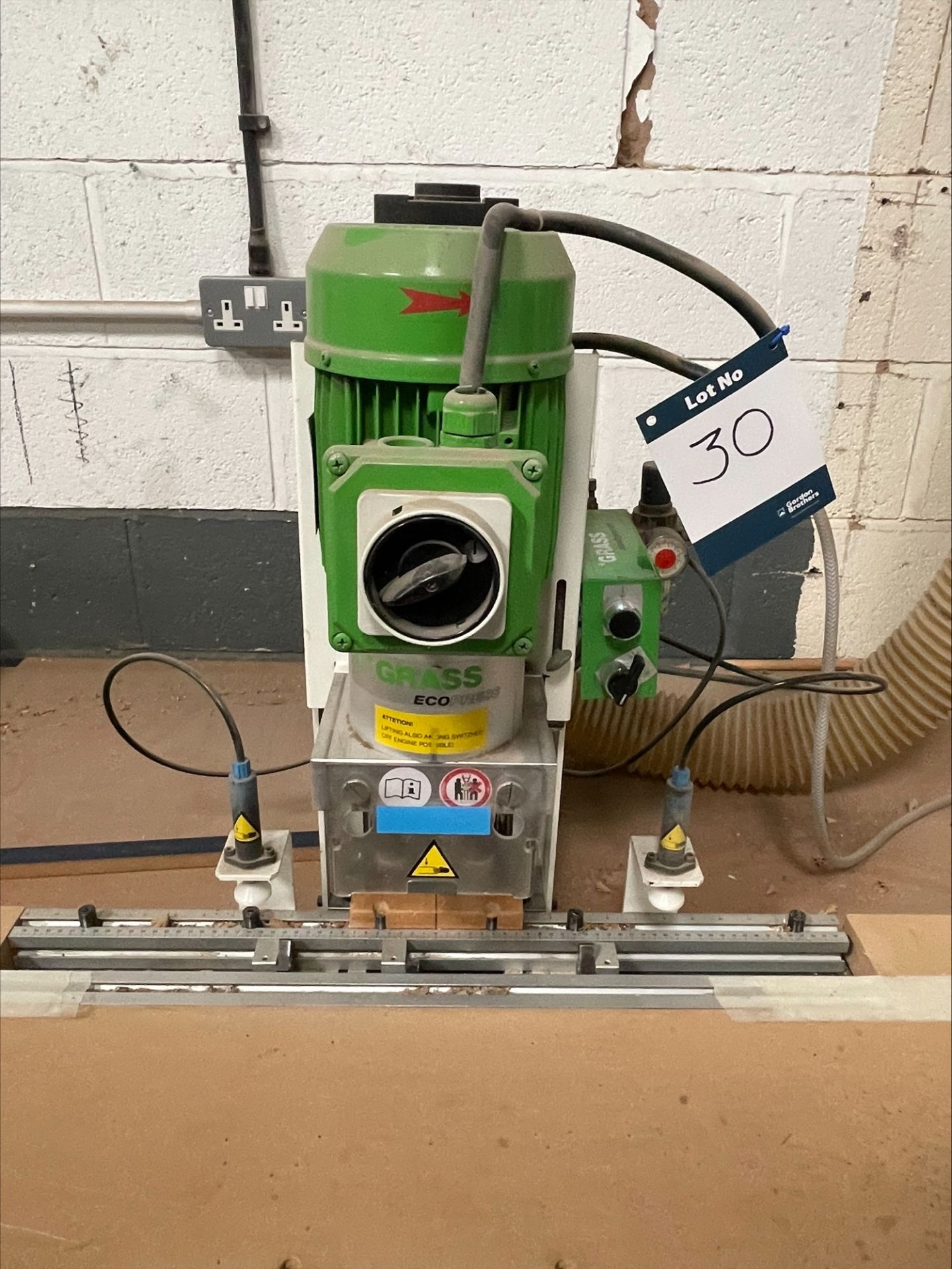 G*Grass Eco-Press P Bench mounted hinge boring & insertion machine, Serial No. 98034143 (1998)