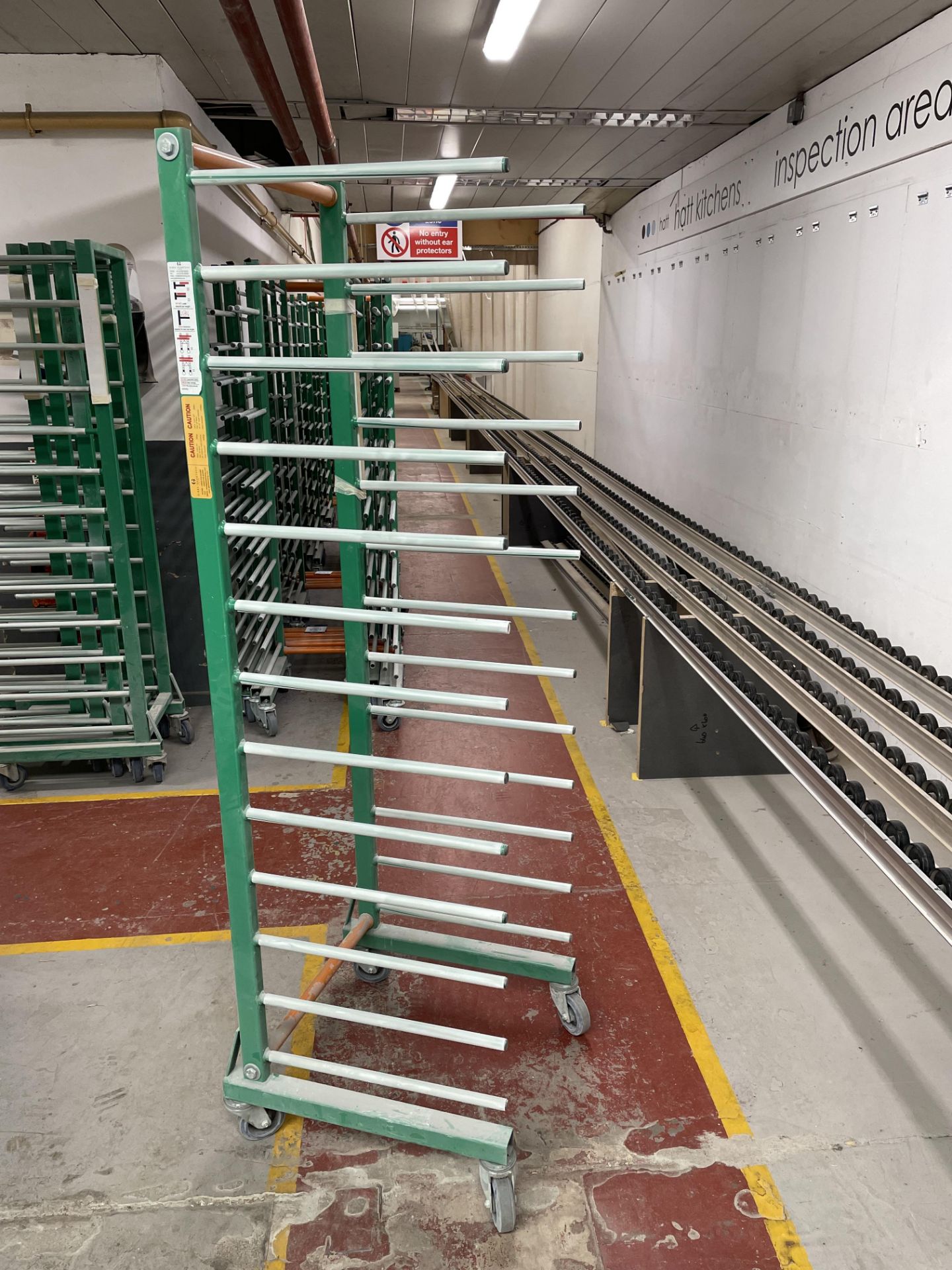 9 x Gibbs Sandtech 13 bar standard spray drying racks, 13 bars per upright, max. load per pair of