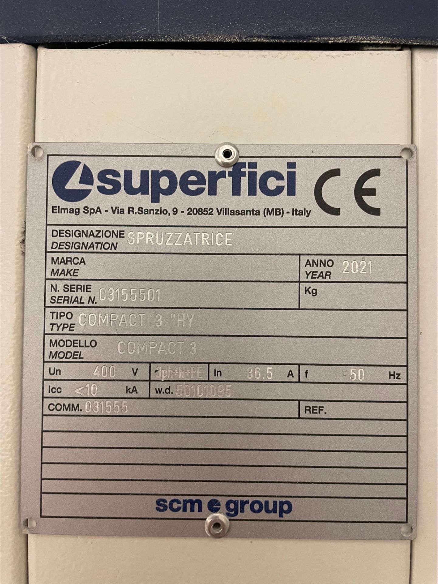 SCM Superfici Compact 3 "HY hybrid automatic spraying machine, Serial No. 03155501 (2021), working - Bild 7 aus 16