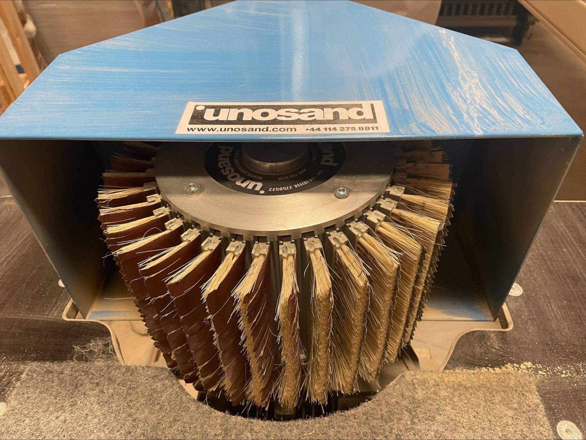 Unosand Multi 140 Horizontal edge sander, Serial No. 01-642 (2022) with single bag mobile extraction - Image 2 of 6