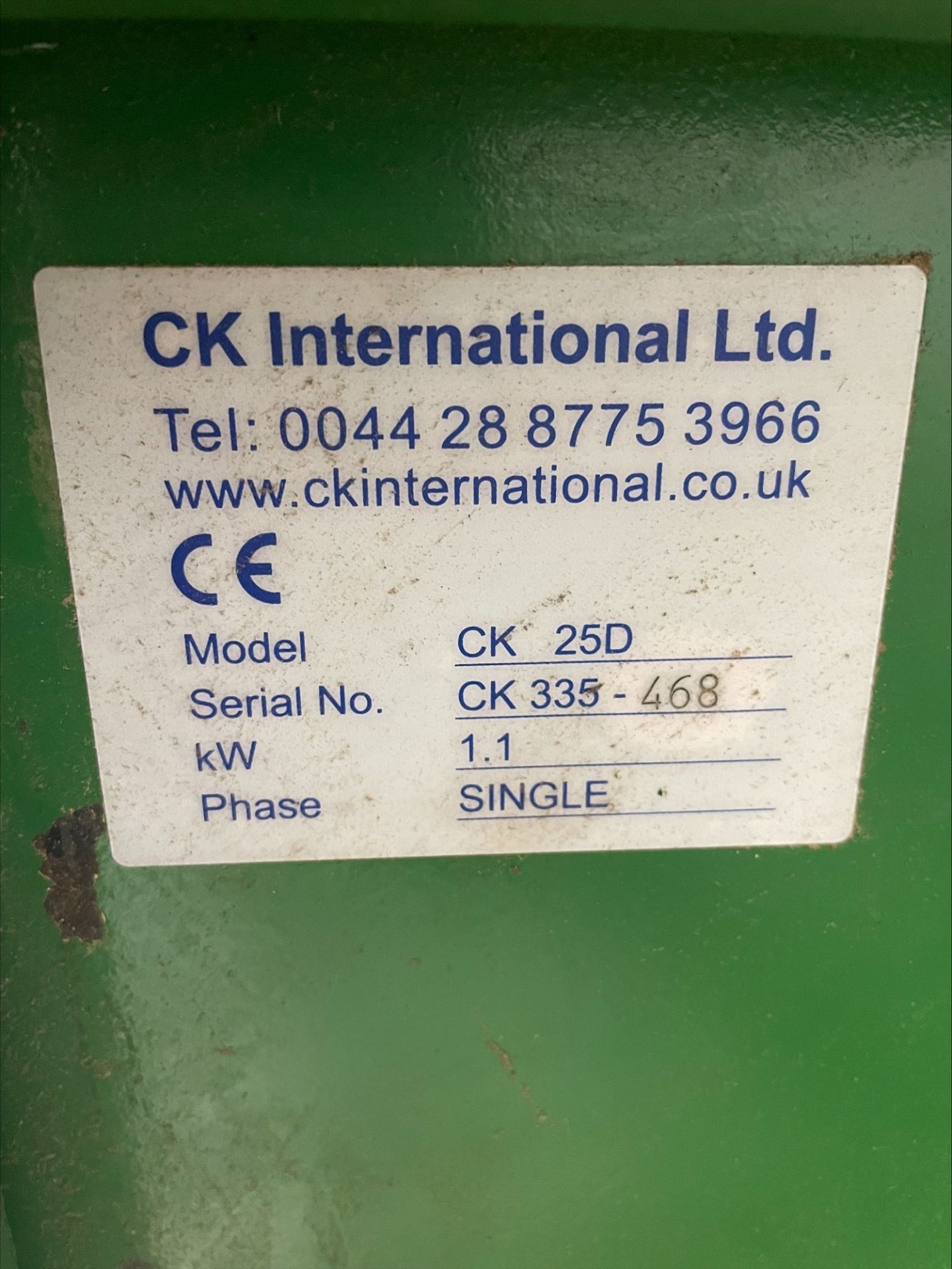 CK International CK 25D twin chamber cardboard baler, Serial No. CK 335-468, 1.1kW, Single phase ( - Image 2 of 2