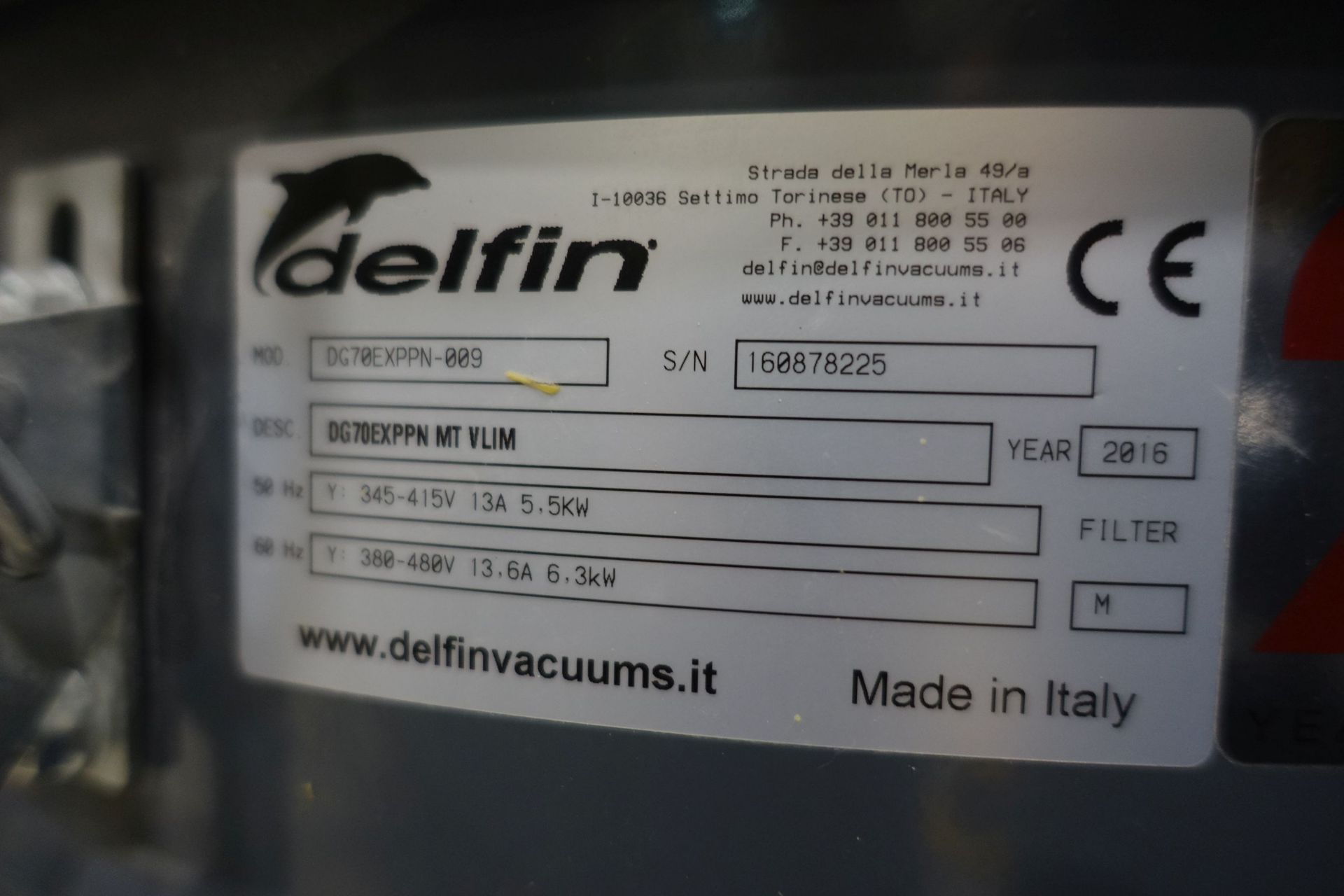 DELFIN DG70EXPPN Industrial Vaccum Cleaner(2016), Ser # 160878225, Asset # 2000029 - Image 11 of 12