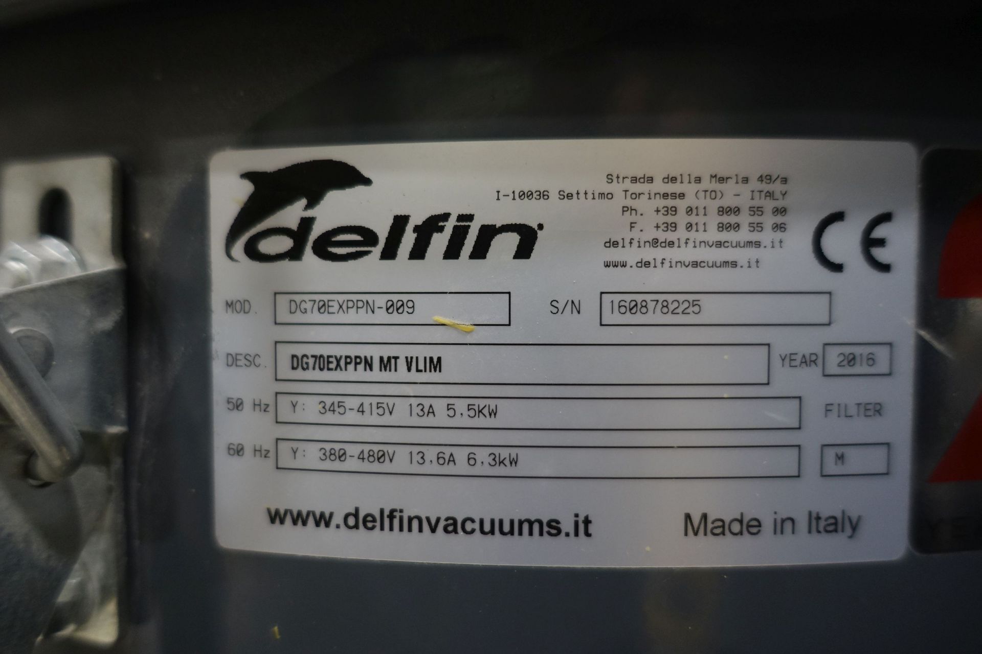 DELFIN DG70EXPPN Industrial Vaccum Cleaner(2016), Ser # 160878225, Asset # 2000029 - Image 10 of 12