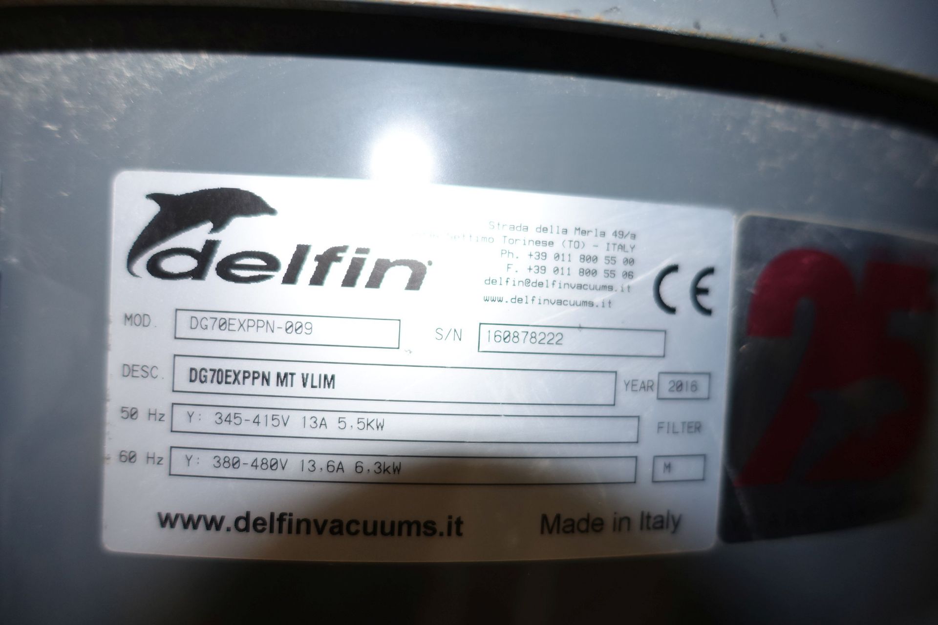 DELFIN DG70EXPPN Industrial Vaccum Cleaner (2016), Ser # 160878222, Asset # 2000030 - Image 10 of 13