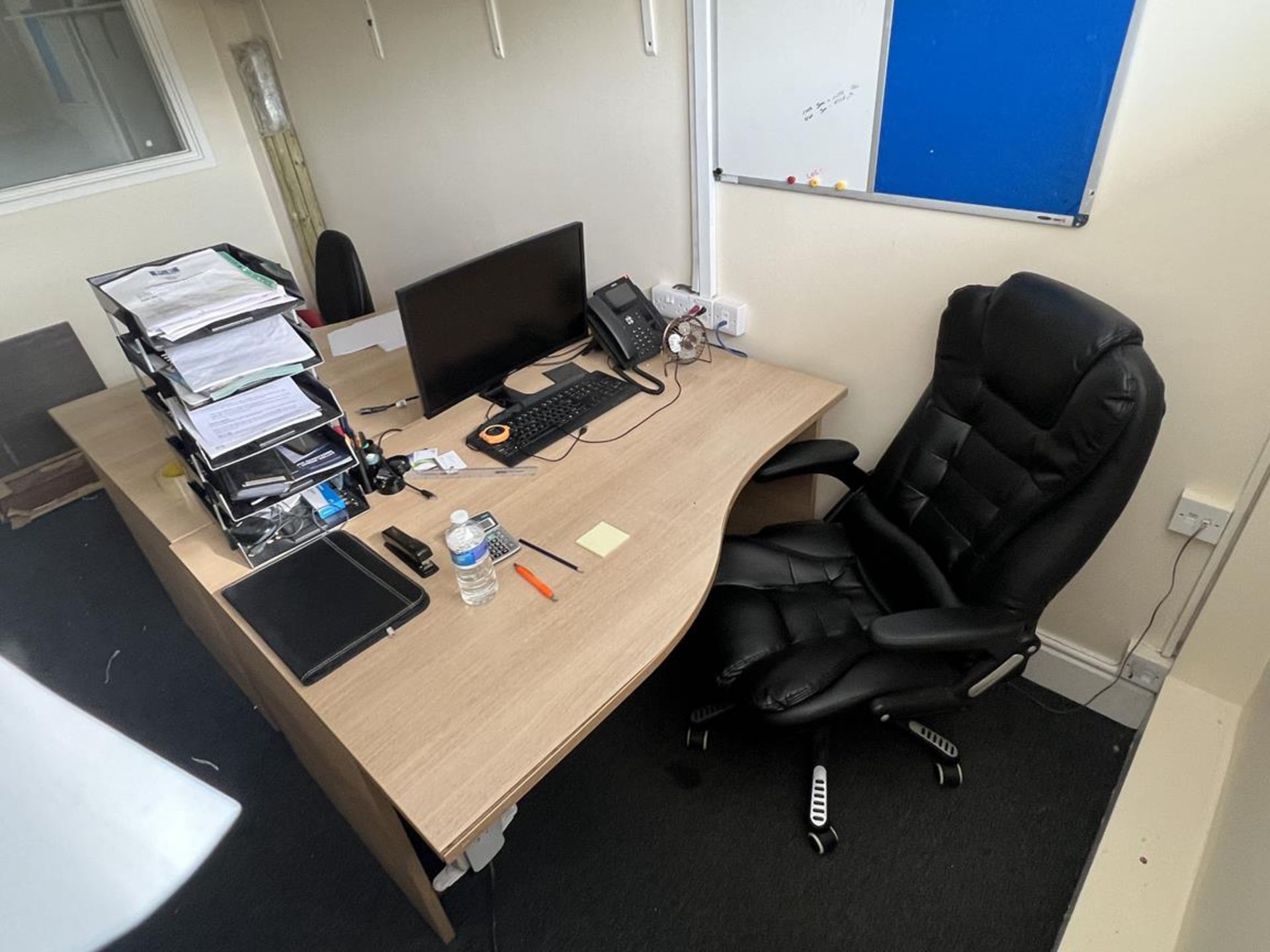 Furniture contents of the test kitchen office to include laminate office desks, steel filing cabinet - Image 3 of 4