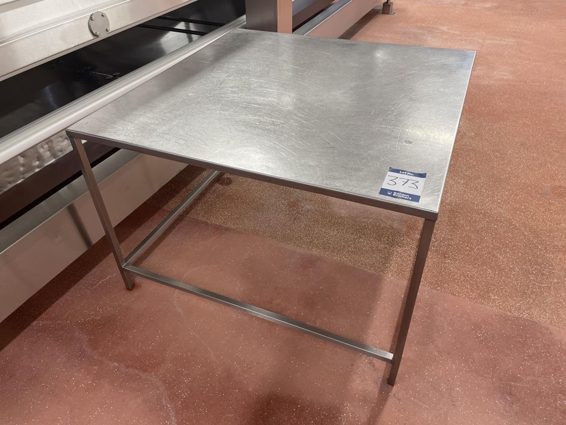Stainless steel preparation table, 1200 x 1200mm and stainless steel lectern