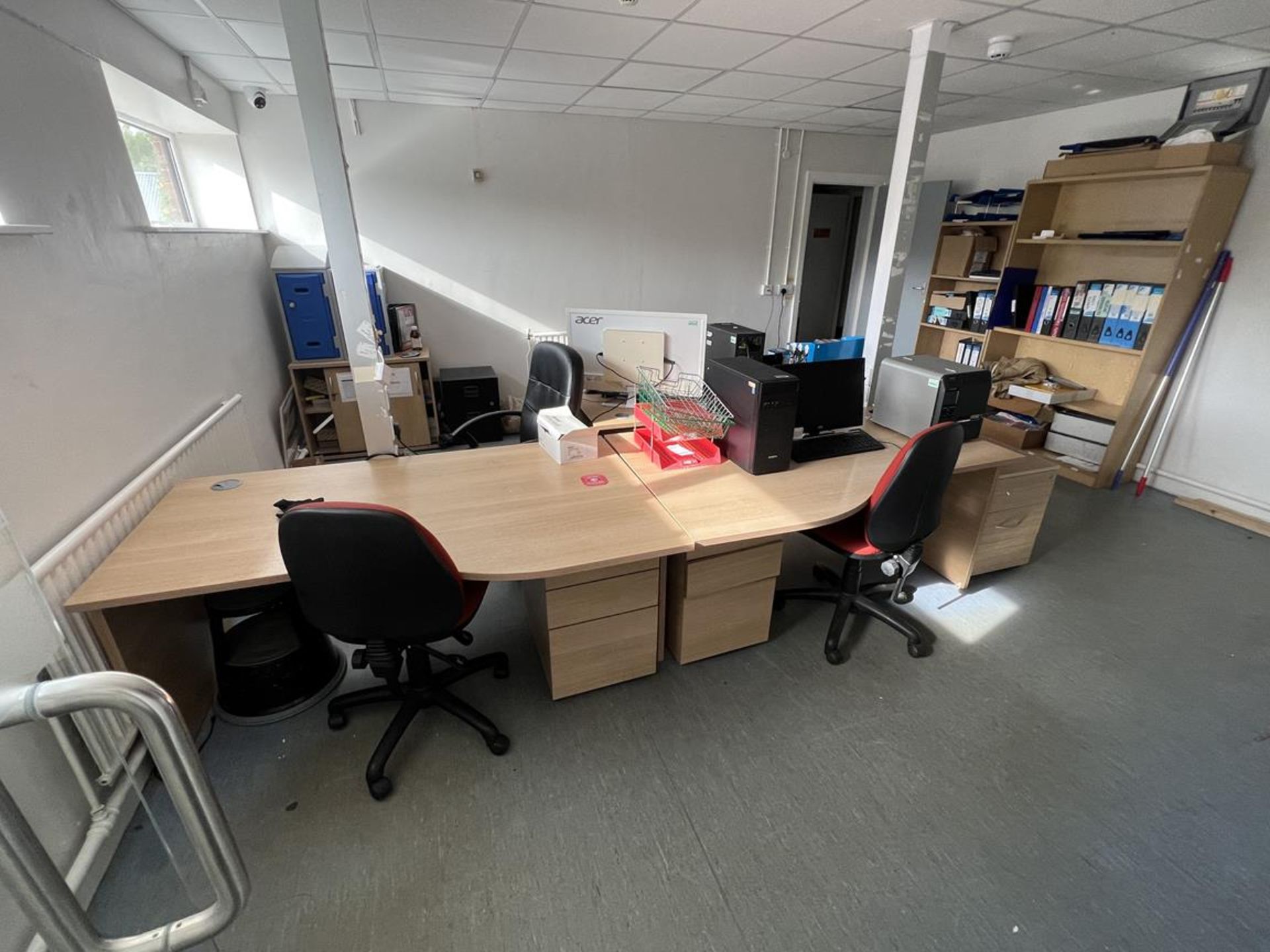 Furniture contents of the second test kitchen office to include laminate office desks and cupboards, - Image 5 of 6