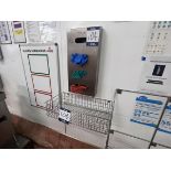 Teknomek, stainless steel hair net dispenser, 600mm x 300mm x 140mm and glove dispenser