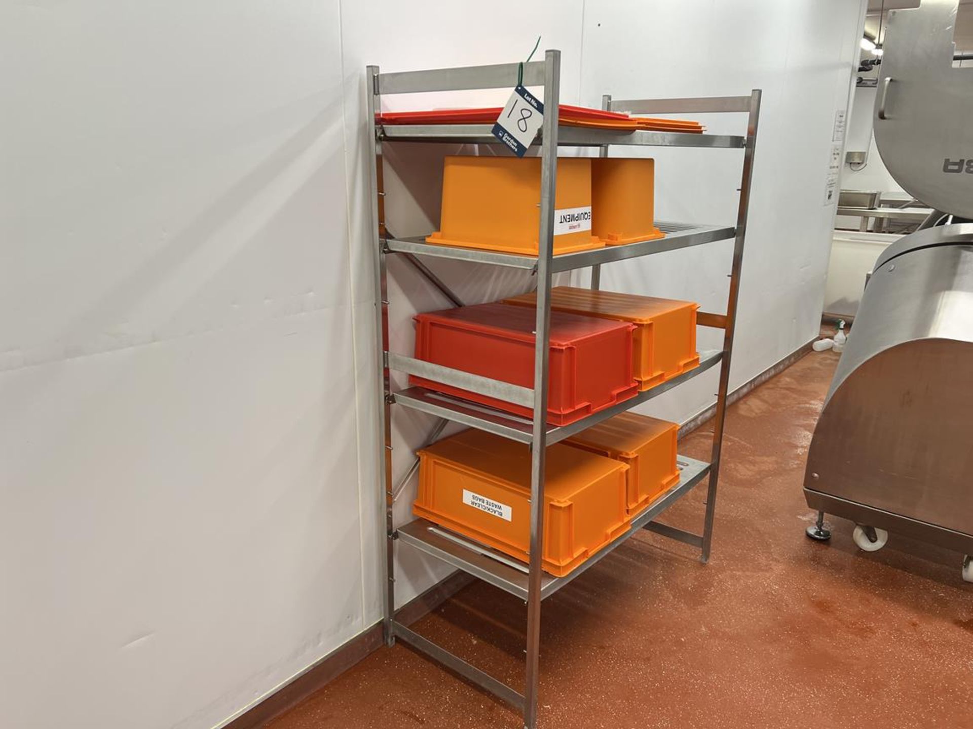 Four tier stainless steel, slatted shelf unit with adjustable height shelf position, 1.2m x .6m x - Image 2 of 4