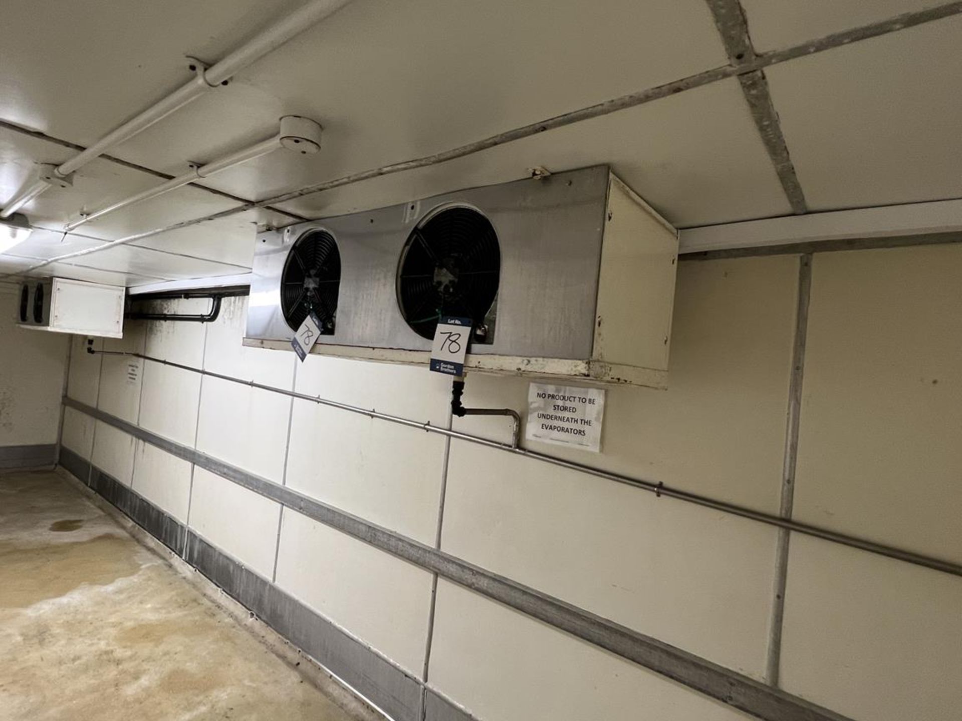 2x (no.) twin fan ceiling mounted evaporators (Make unknown)