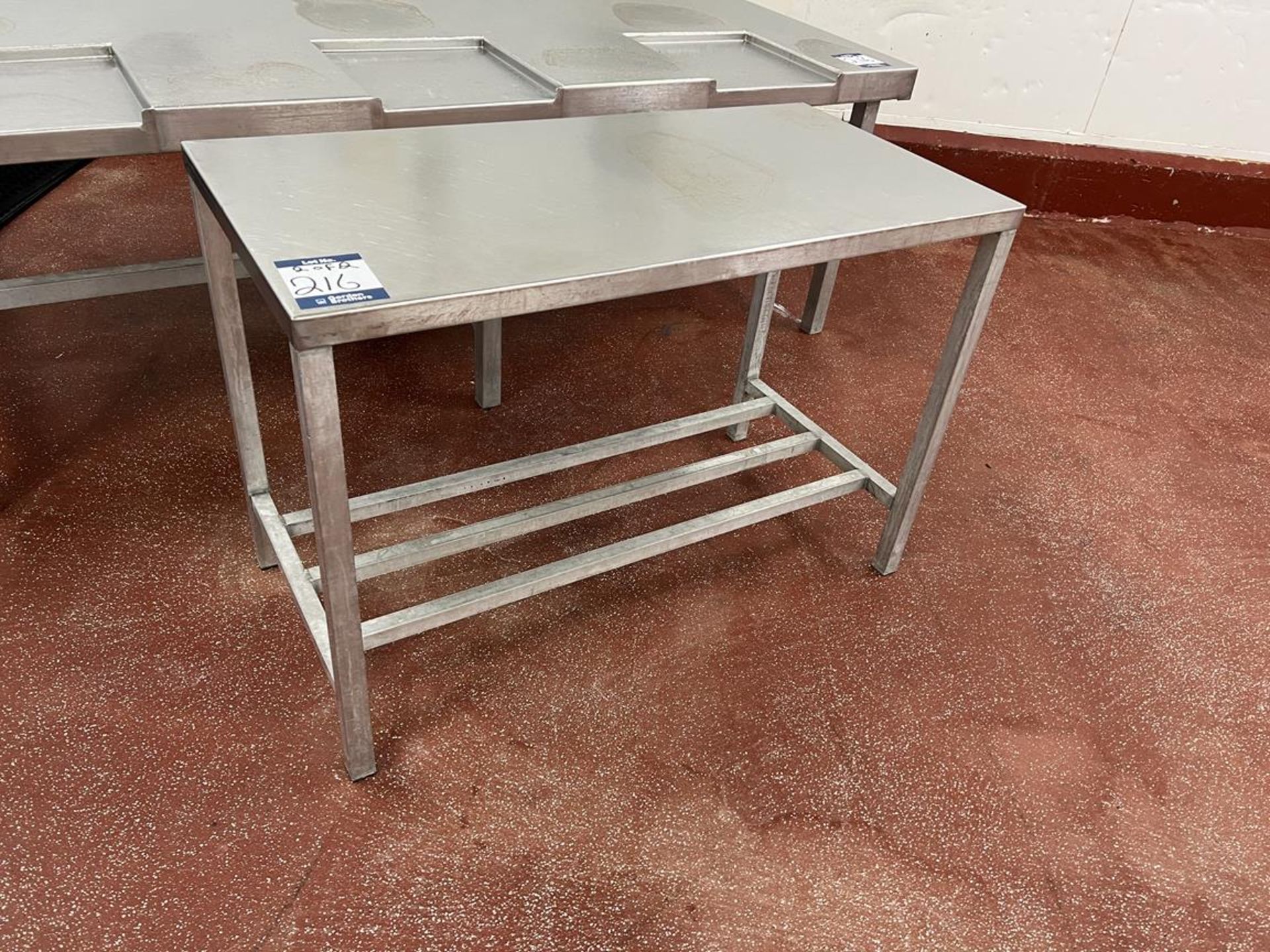 2x (no.) stainless steel preparation tables, 2360 x 1100 and 1200 x 600mm - Image 2 of 3