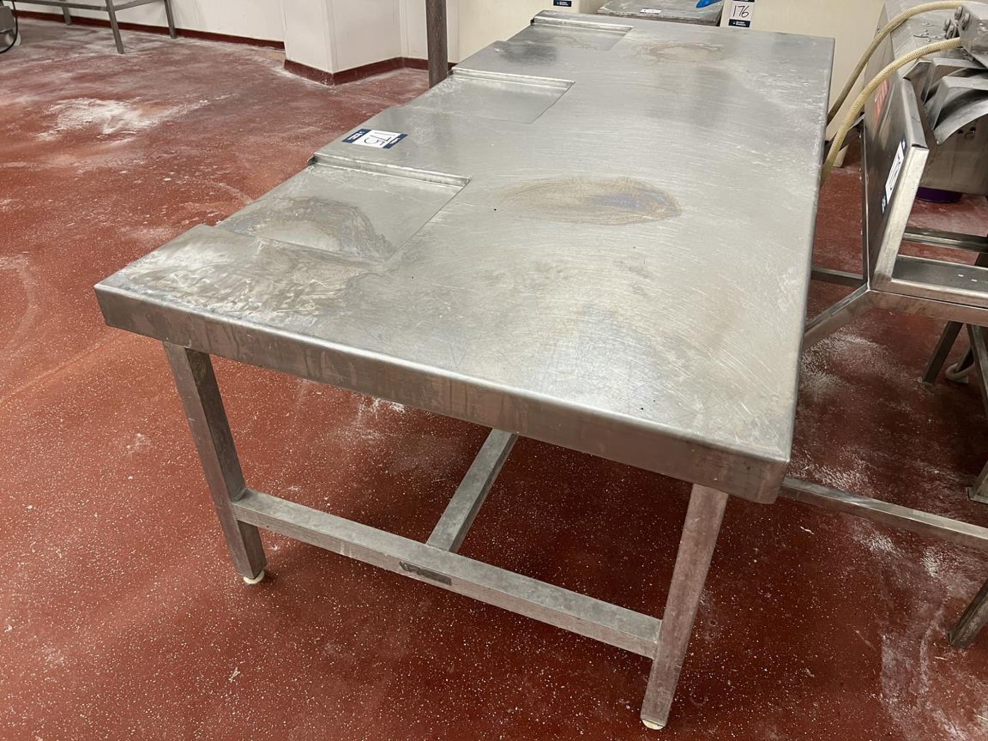 Stainless steel cutting table workstation, 2350 x 1100mm