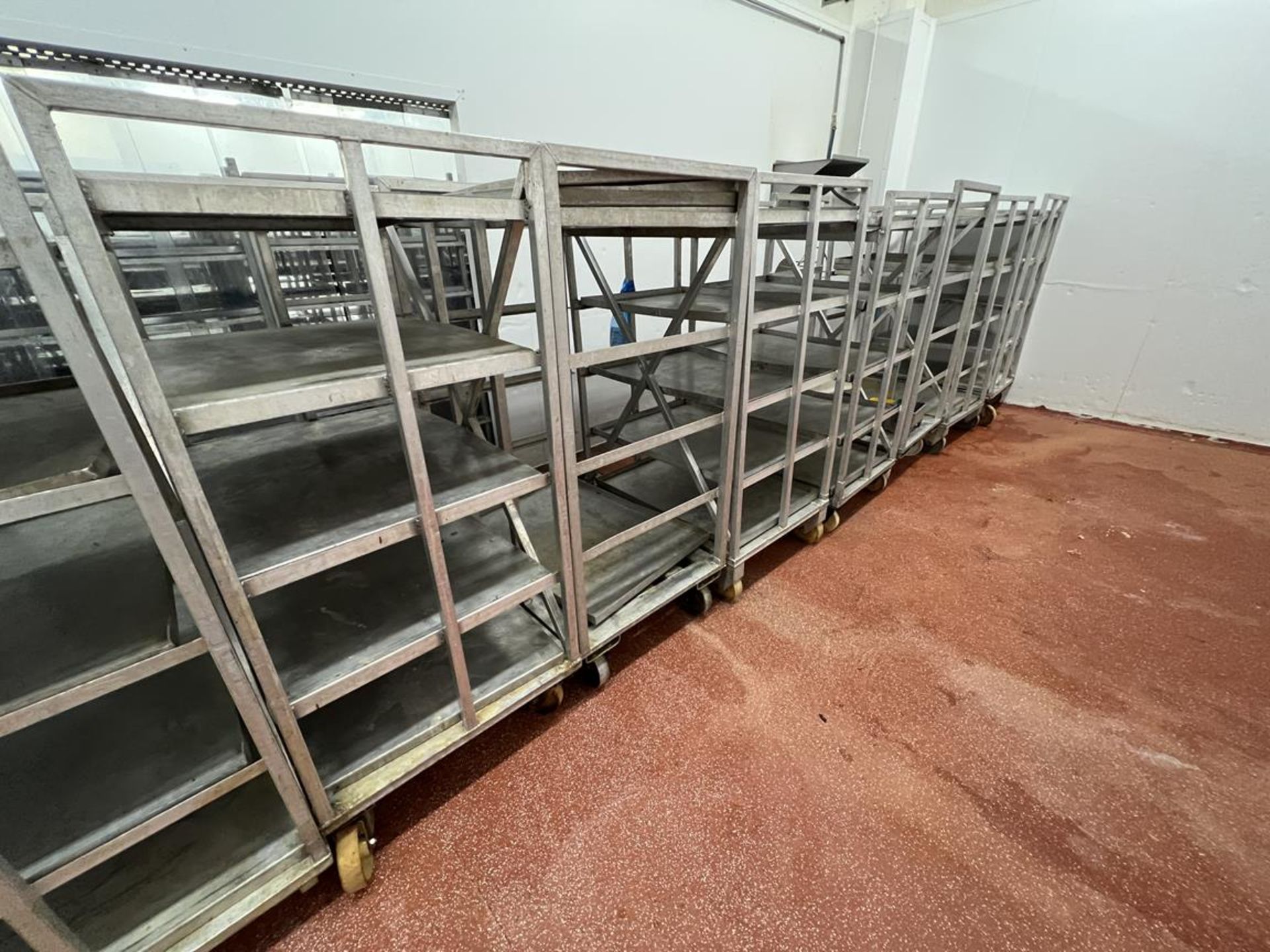 10x (no.) Mobile multi-tier aluminium product trolleys, each approx. 1020 (L) x740 (w) x1600mm (D) - Image 3 of 5