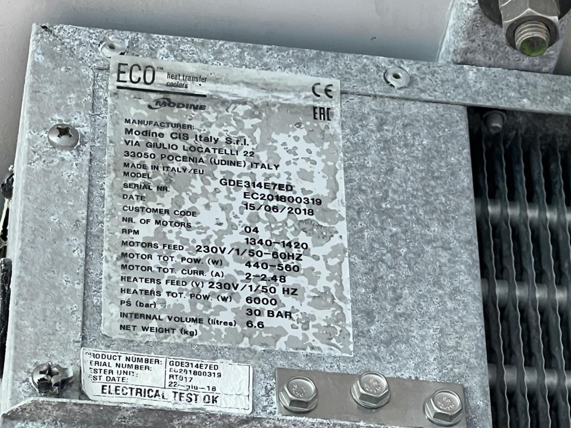 4x (no.) Eco Modine GDE314 E7ED quad fan condensing units, Serial No. EC201800219, EC201800320, - Image 9 of 13