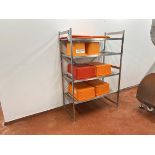 Four tier stainless steel, slatted shelf unit with adjustable height shelf position, 1.2m x .6m x