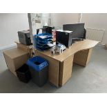 Furniture contents of the second test kitchen office to include laminate office desks and cupboards,