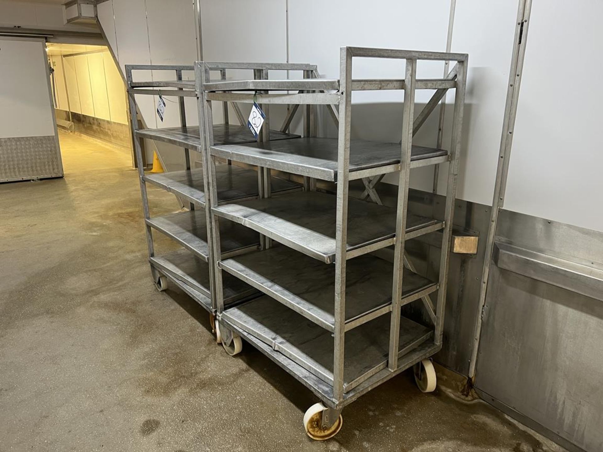 2x (no.) Aluminium five tier storage racks with trays, c. 750mm(W) x 950mm (L) x 1640mm (H) - Image 2 of 3