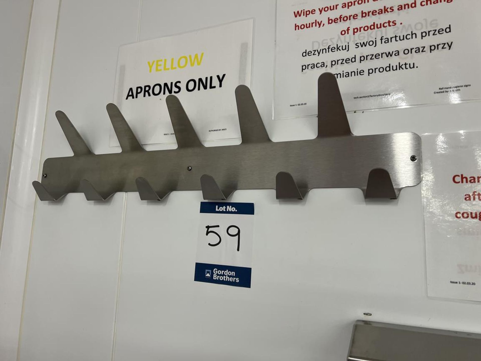 4x (no.) stainless steel wall mounted apron hangers including 2x stainless steel disposable glove - Image 4 of 5