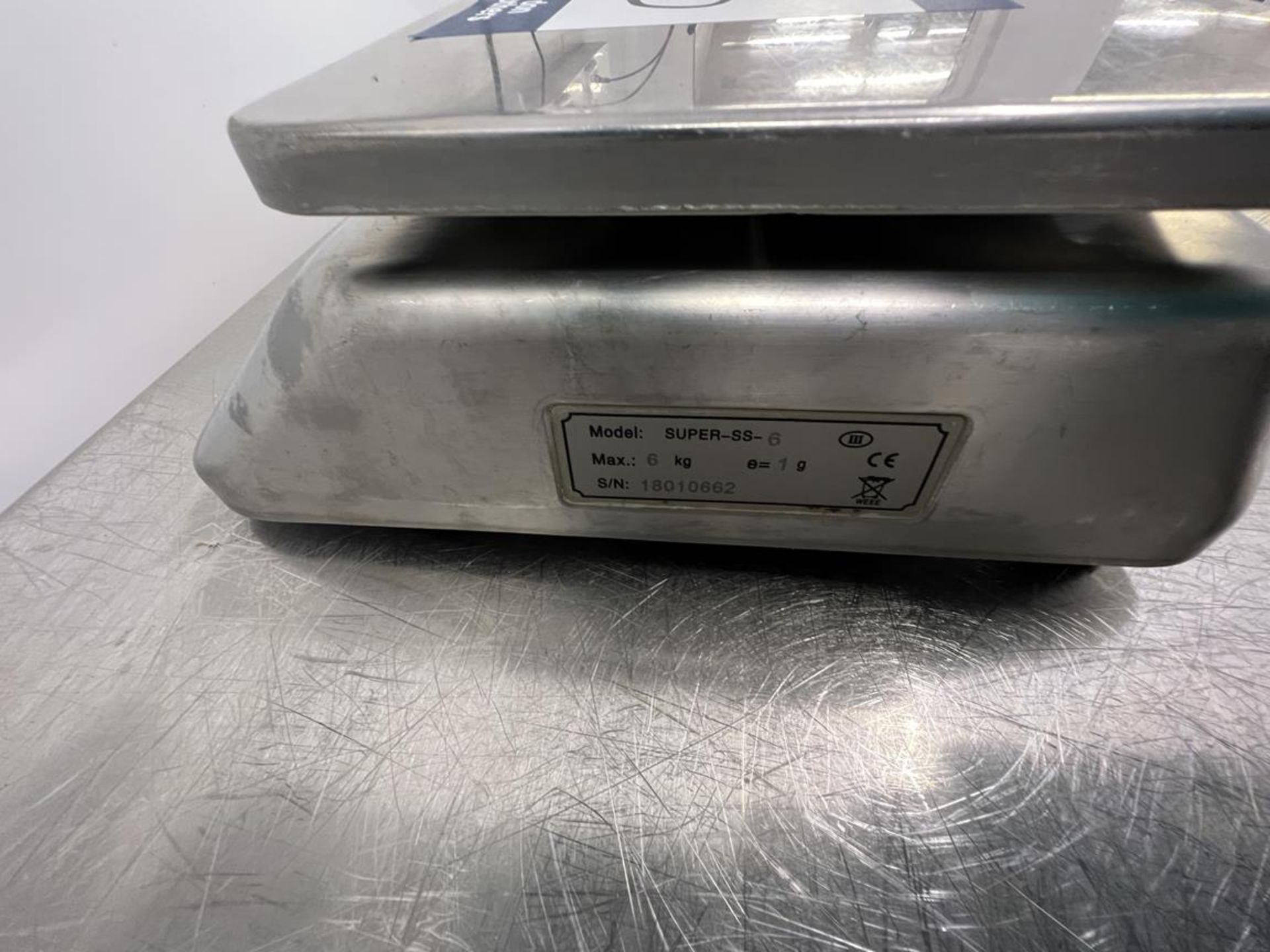 CSG, Super SS6 stainless steel platform scale, 6kg max. capacity, e=1g, Serial No. 18010662 - Image 3 of 4