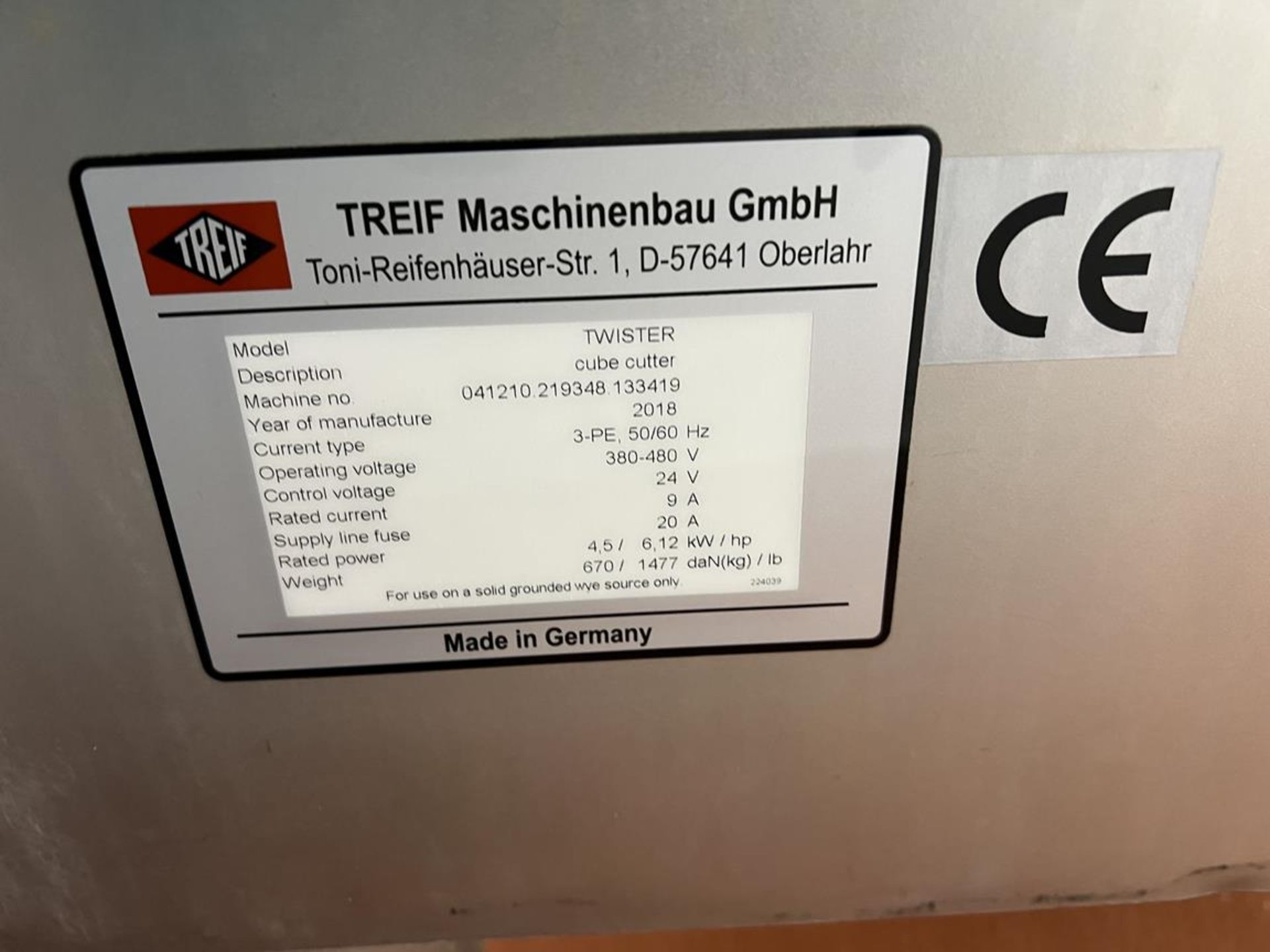 Treif Twister GmBH, dicing and grating cube cutter machine, Serial No. 041210219348 133419 (DOM: - Image 11 of 12