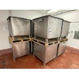 12x (no.) stainless steel tote bins, 900 x 1050 x 800mm