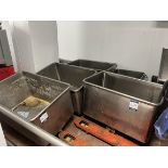 5x (no.) stainless steel mobile tote bins, approx. 1100 x 700 x 600mm with 4x(no.) smaller similars