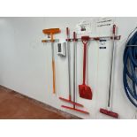 Wall mounted brush/mop stand