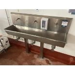 Stainless steel three section knee operated wash station