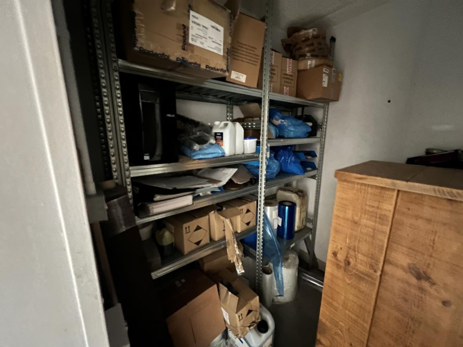 Furniture contents of the second test kitchen office to include laminate office desks and cupboards, - Image 4 of 6