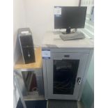 HP Compaq 8000 server and 19" comms cabinet complete wiith 4 No patch panels and APC UPS
