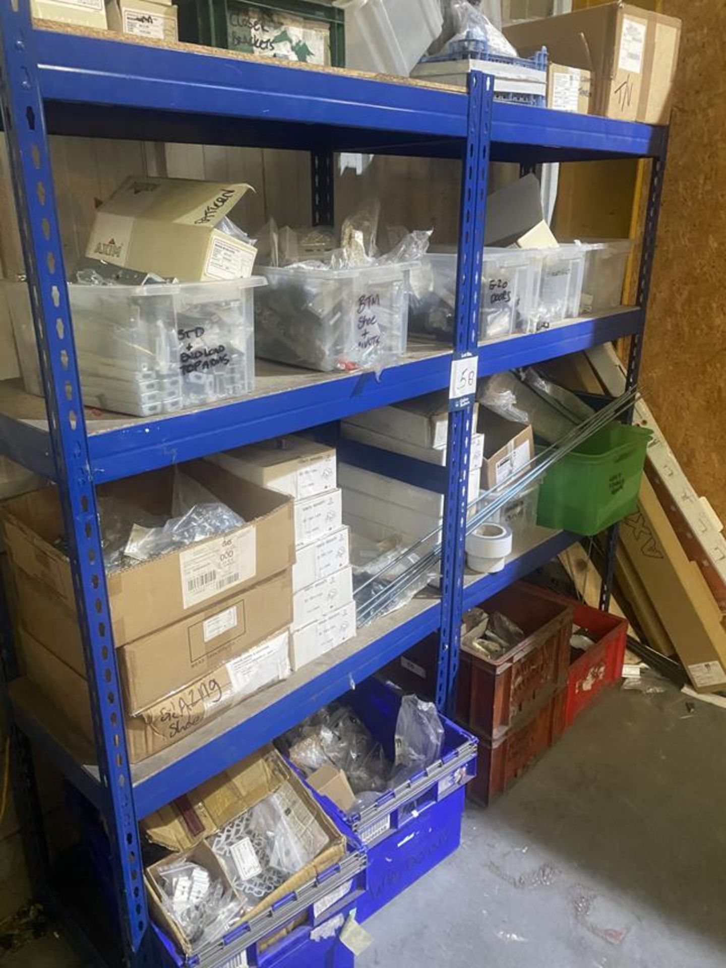 5 tier boltless shelf unit and contents