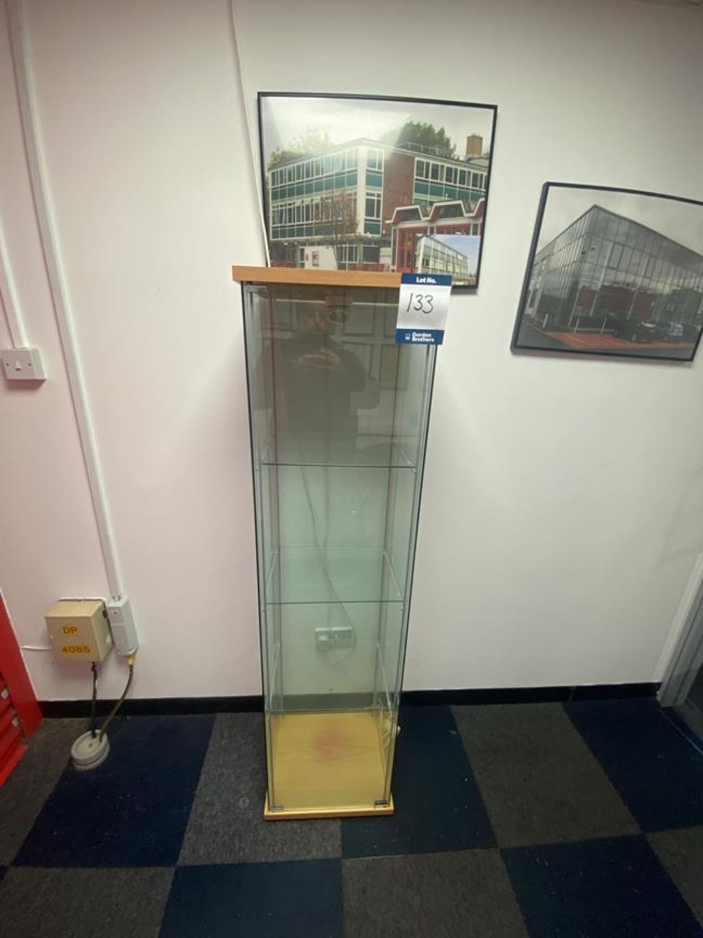 Glass low level meeting table and display case , 2 reception chairs - Image 2 of 2