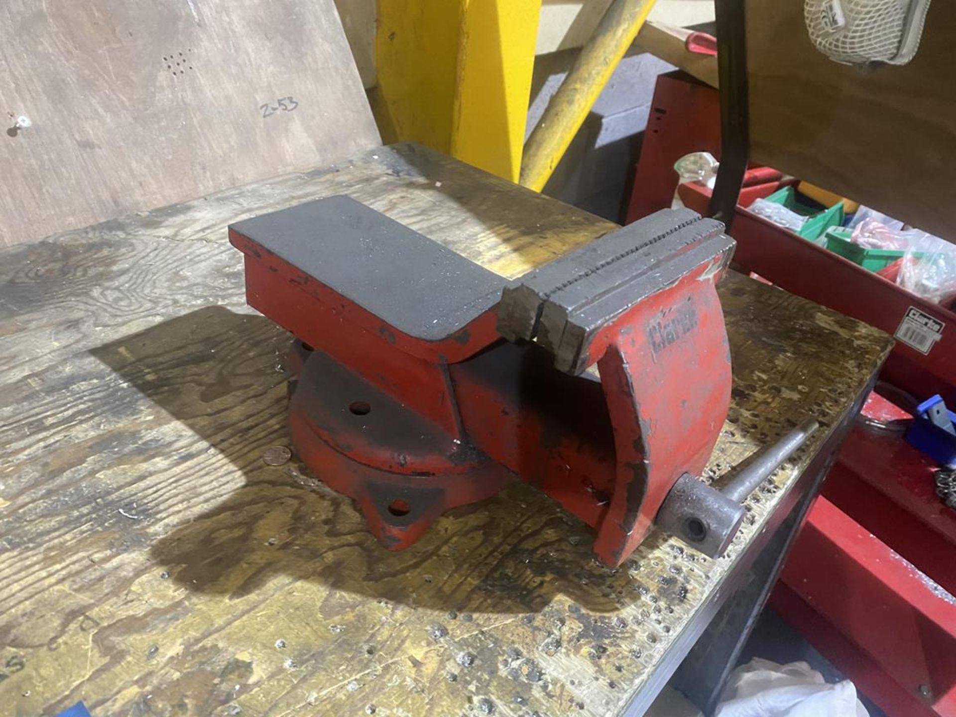 Steel framed workbench complete with Clarke rotary vice - Image 2 of 2