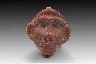 An Ancient Egyptian Cooked Glass Amulet Pendant of Head of a Monkey Height: Approximately 4cm Leng