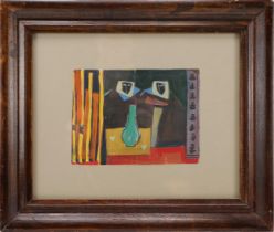 An Iraqi Painting with Frame Faeq Hassan (Iraq, 1914-1992) Bedouins oil on canvas, framed 18 x14cm.