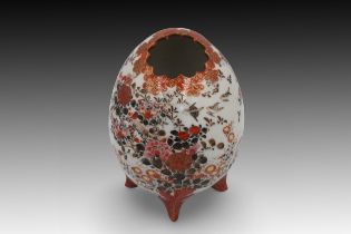 A Japanese Egg on a Stand from the Kutani Period Circa 1900. Private Collector from Belgium