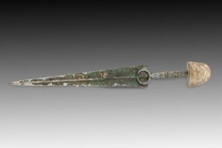 An Ancient Bronze Dagger from Circa 1800-600 BC from Luristan with Stone Handle Length: Approximate