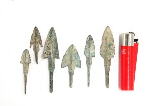 A Lot of 6 Luristan Bronze Arrowheads from 2000 BC - 1200 BC