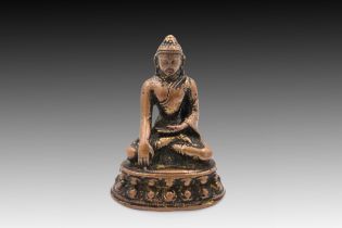 A Tibetan Buddhist Statue from Possibly the 14th- 15th Century with a Fine Patina. Height: Approxim