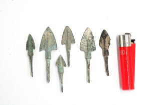 A Lot of 6 Luristan Bronze Arrowheads from 2000 BC - 1200 BC