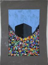 An Islamic Modern Oil Painting of Mecca Height: Approximately 29cm Length: Approximately 20cm